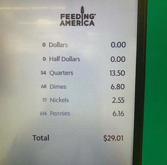 Feeding America showing coin redemption